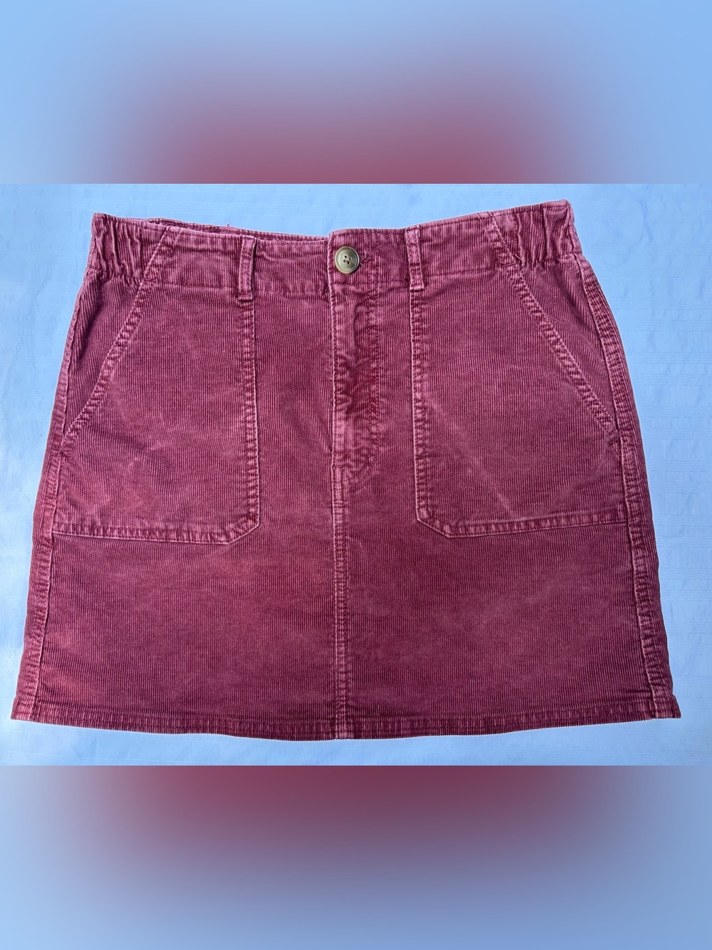 American Eagle Outfitters Burgundy Corduroy Mini Skirt 8 Long